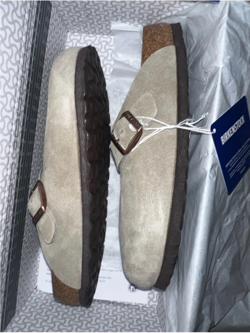 Birkenstock Boston- Taupe Leather suede Clogs - NEW- authentic - Picture 5 of 8